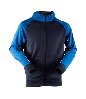 Mens panelled sports full zip hoodie navy/royal blue/white Finden & Hales