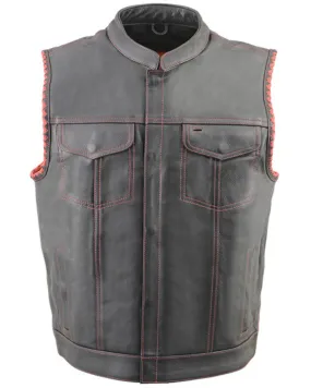 Milwaukee Leather Men's Old Glory Laced Arm Hole Concealed Carry Leather Vest - 3X