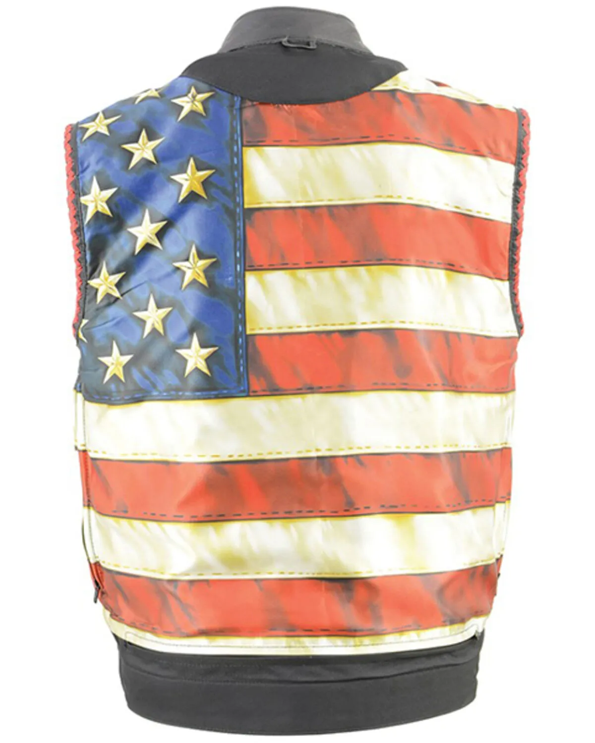 Milwaukee Leather Men's Old Glory Laced Arm Hole Concealed Carry Leather Vest - 3X