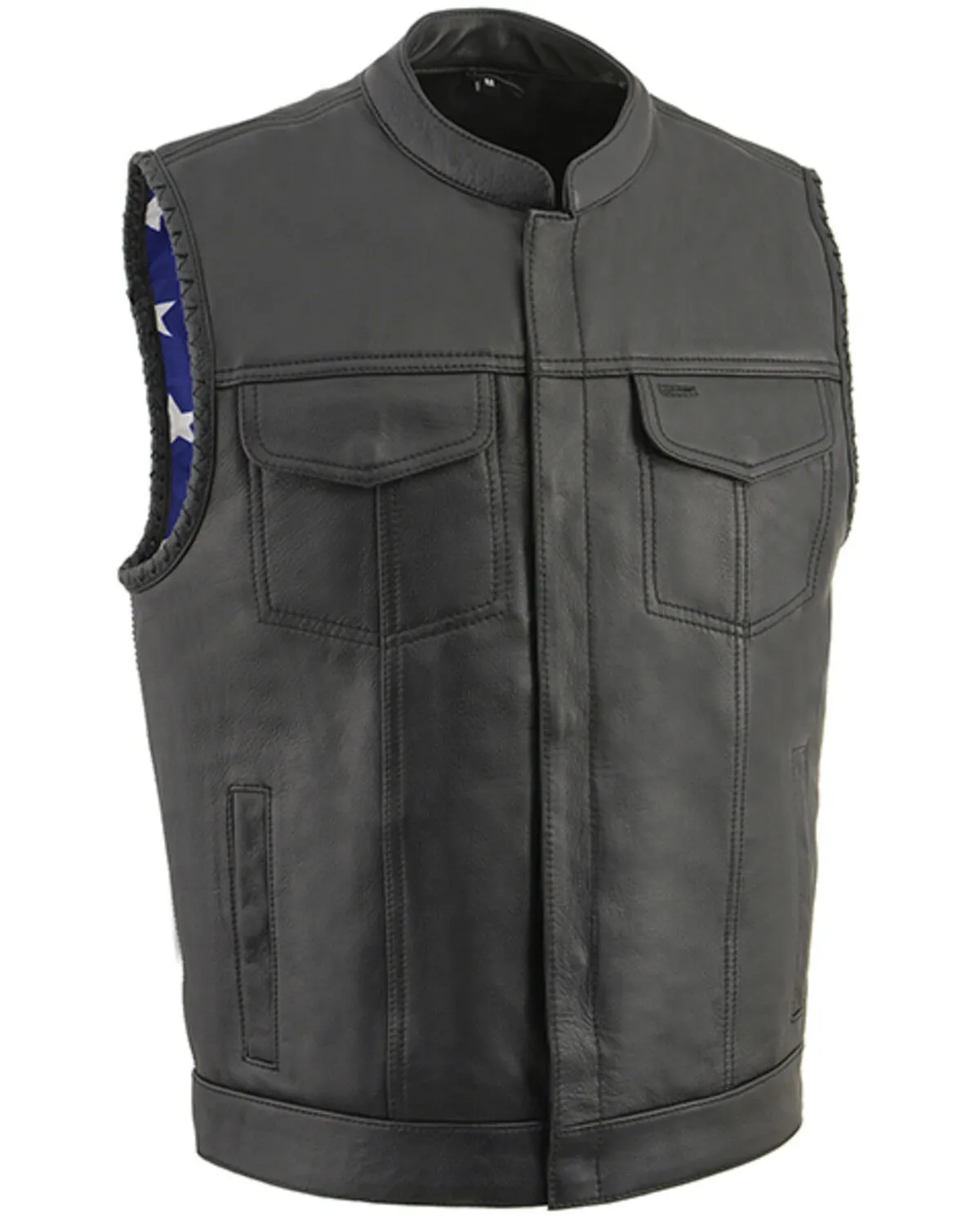 Milwaukee Leather Men's Old Glory Laced Arm Hole Concealed Carry Leather Vest - 6X