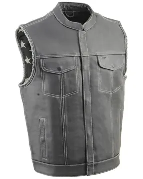 Milwaukee Leather Men's Old Glory Laced Arm Hole Concealed Carry Leather Vest