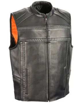 Milwaukee Leather Men's Reflective Band & Piping Zip Front Vest - 3X