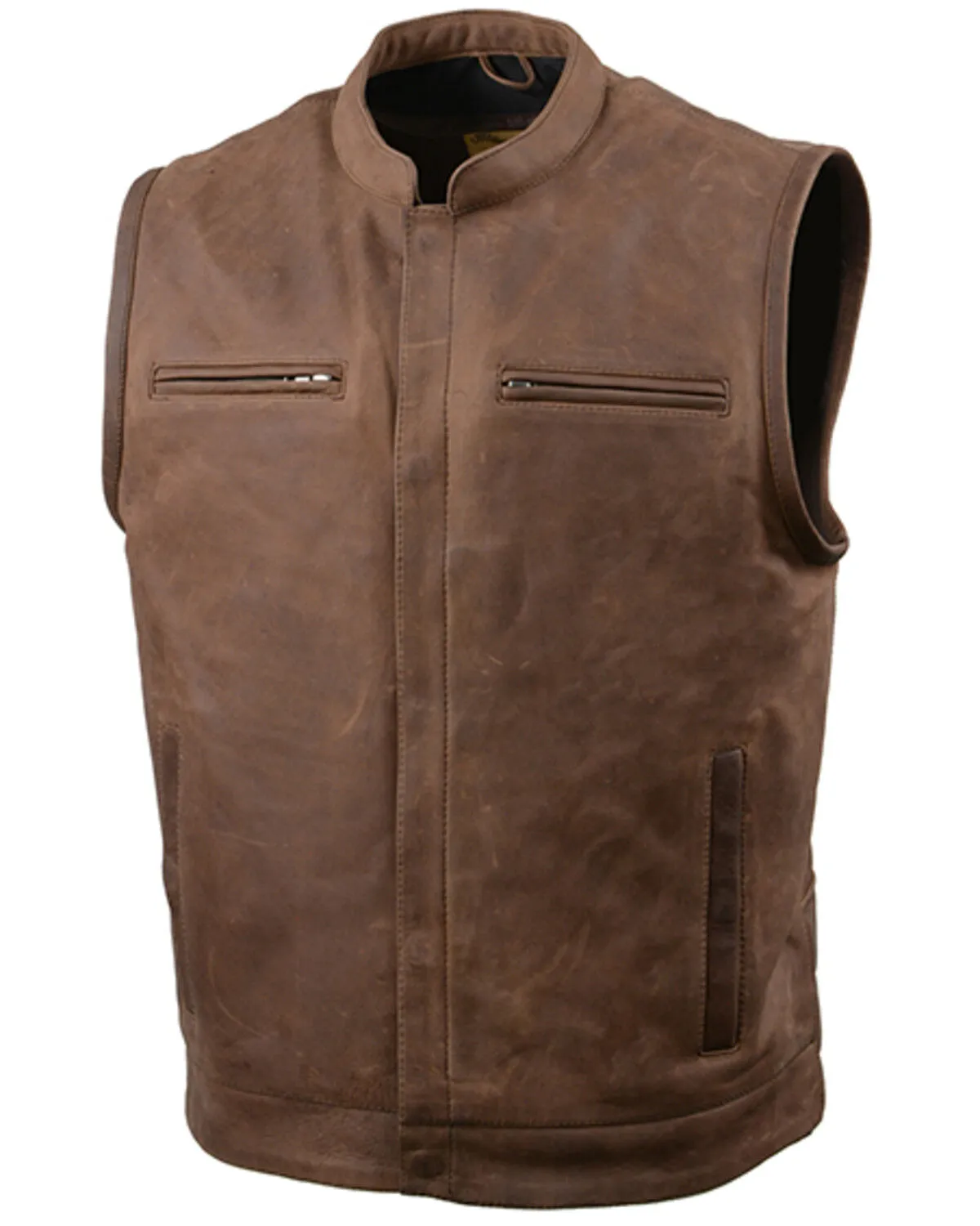 Milwaukee Leather Men's Rustler Concealed Carry Vintage Motorcycle Leather Vest - 3X