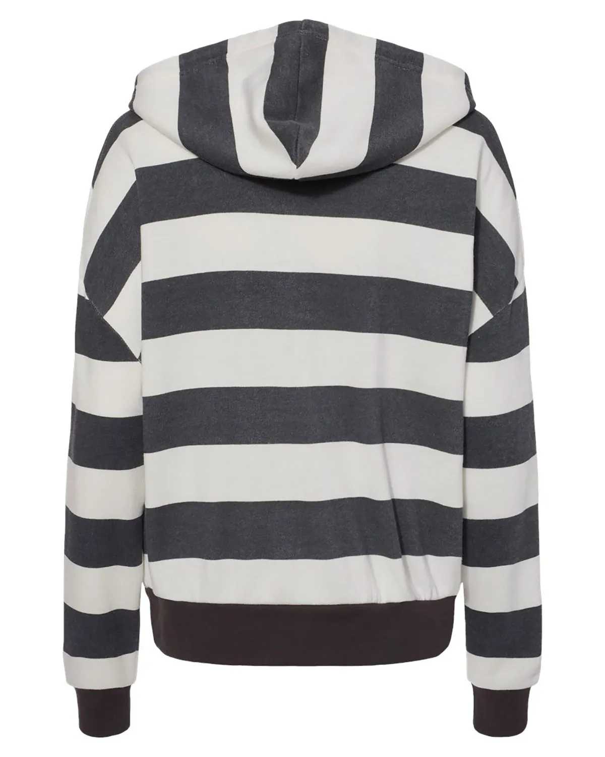 MV Sport W21721 Women's Striped Fleece Boxy Hooded Sweatshirt