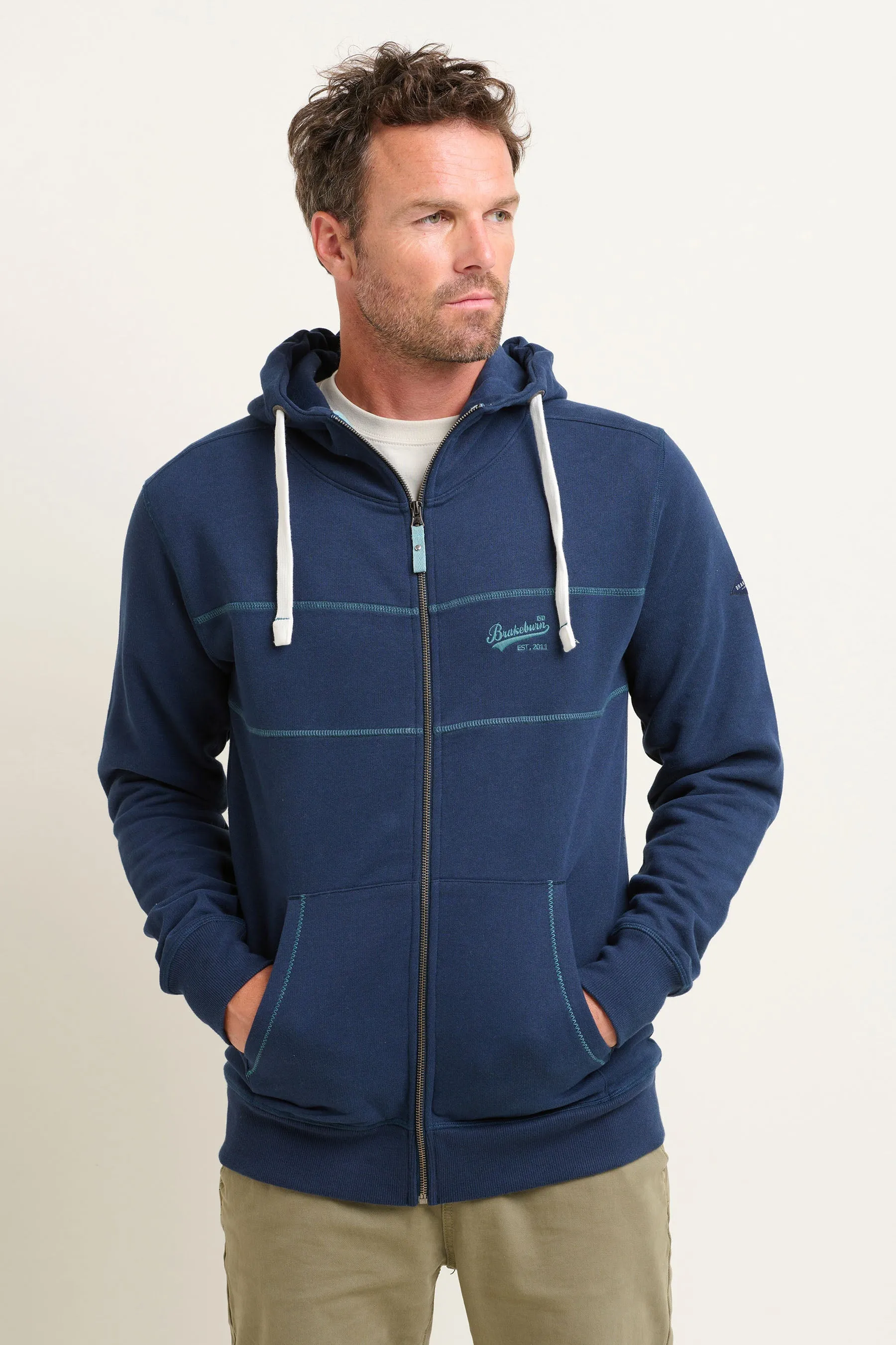 Navy Zip Through Hoodie