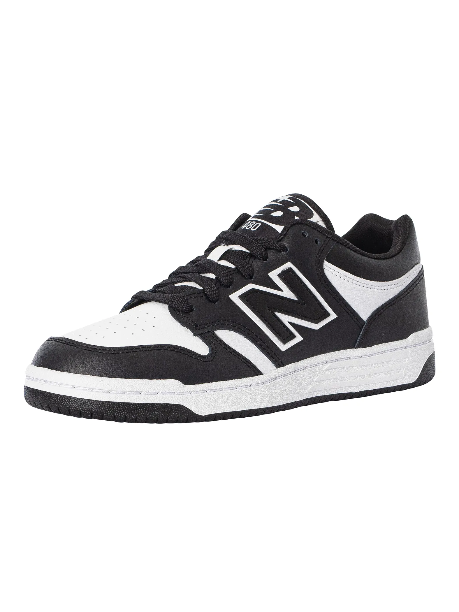 New Balance 480 Leather Trainers - Black/White