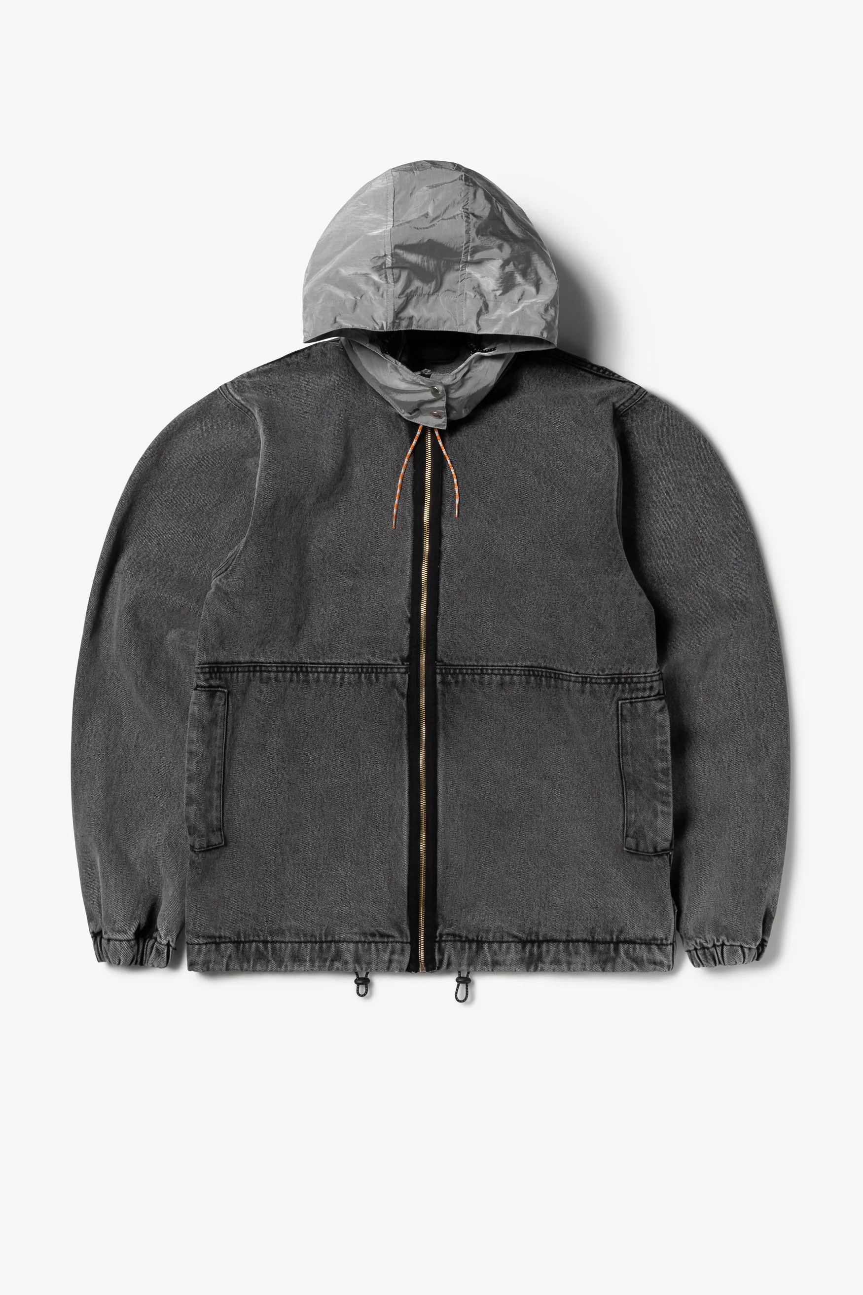 Nylon Hooded Denim Jacket