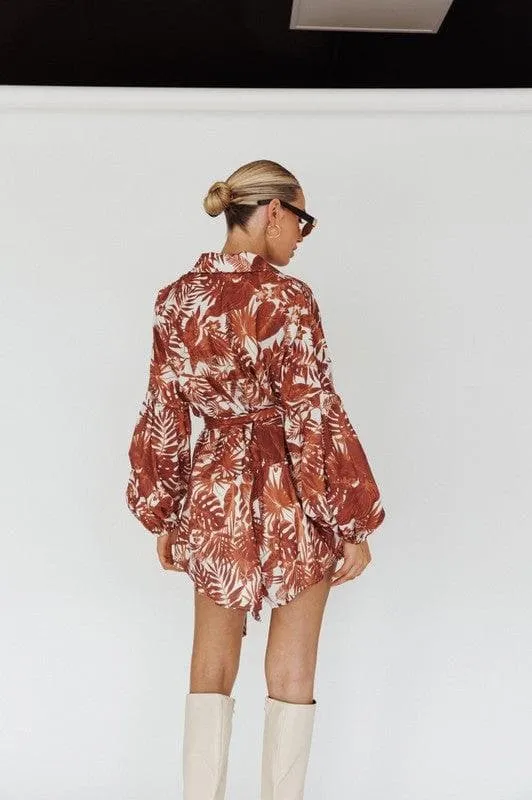 ONE AND ONLY COLLECTIVE Leaves Print Puff Sleeved Romper