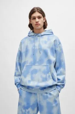 Oversize-fit hoodie in cotton with seasonal print