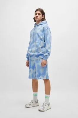 Oversize-fit hoodie in cotton with seasonal print