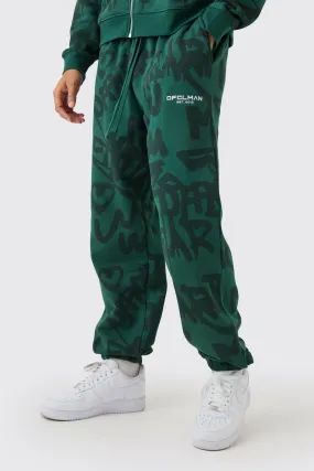 Oversized All Over Graffiti Printed Joggers