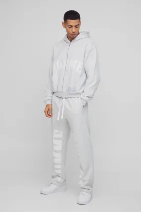 Oversized Boxy Homme Zip Through Hooded Gusset Tracksuit