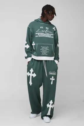 Oversized Boxy Limited Edition Cross Applique Hooded Tracksuit