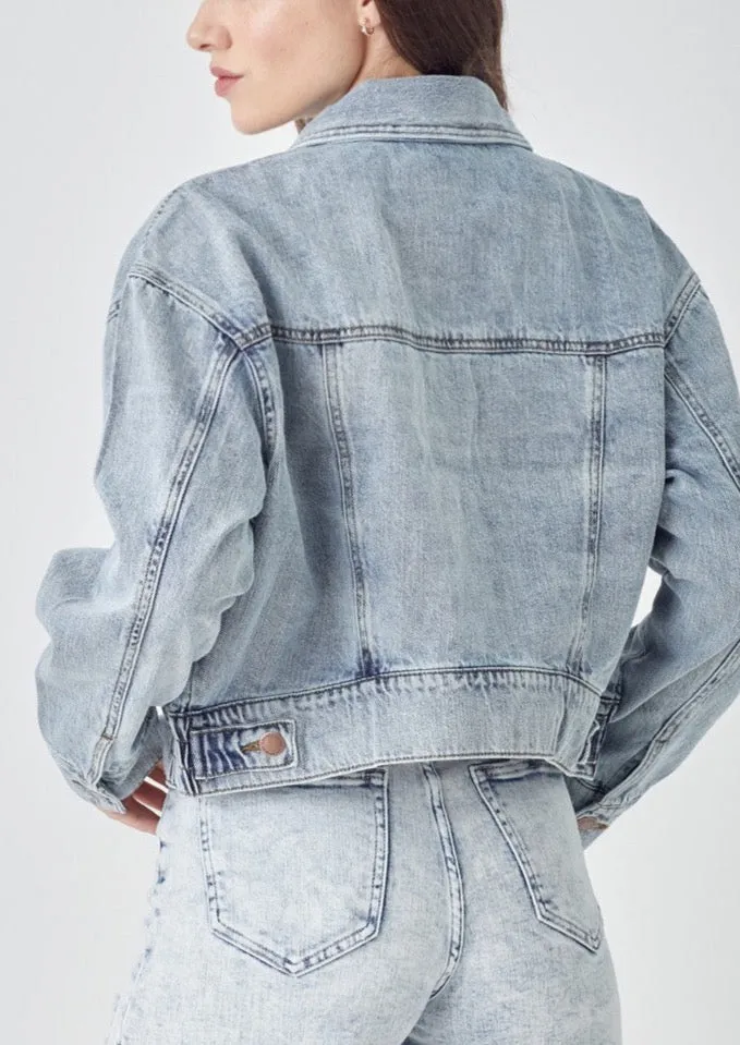 Oversized Cropped Jean Jacket