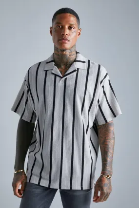 Oversized Revere Striped Crinkle Polo 