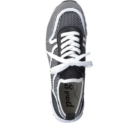 Paul Green Knit Calf sneakers da donna con look lavorato a maglia, sneakers sostenibili con plantare estraibile 5124-01 nero/bia