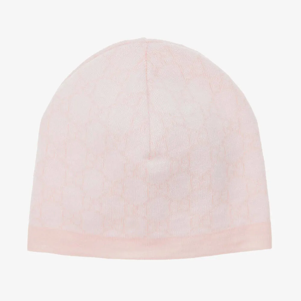 Pink & Ivory Wool GG Baby Hat