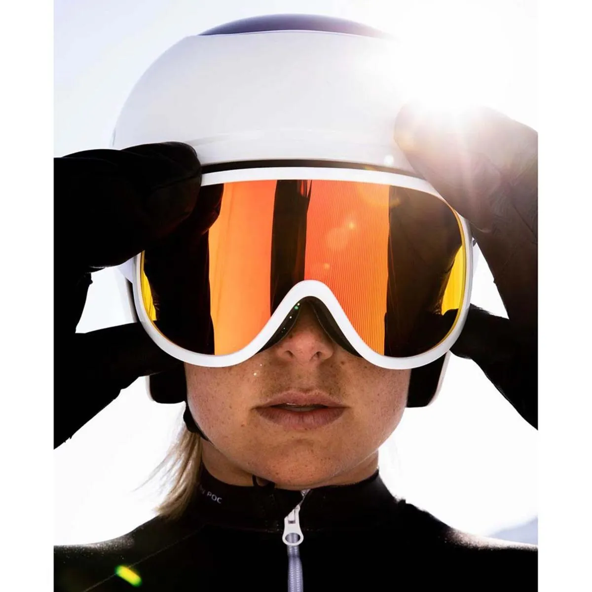 POC Retina Big Clarity Goggles Spektris Orange Lens - Hydrogen White Frame