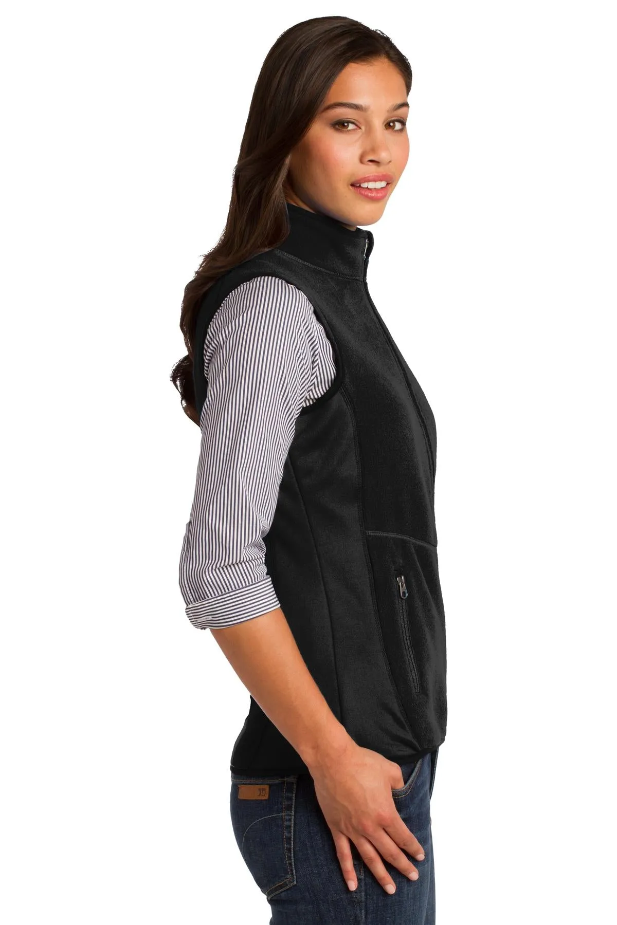 Port Authority Ladies R-Tek Pro Fleece Full-Zip Vest L228 Black/ Black