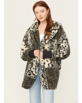 Product Name:  Mystree Women's Paisley Print Fur Hooded Jacket