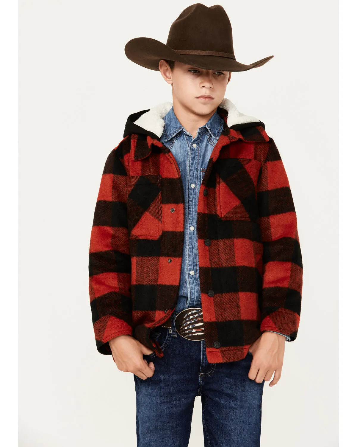 Product Name:  Urban Republic Little Boys' Plaid Print Wool Hooded Jacket