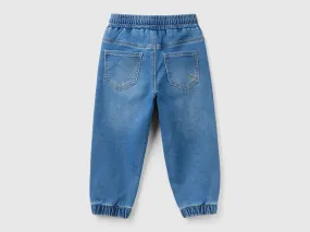 "Eco-Recycle" denim joggers - Blue | Benetton