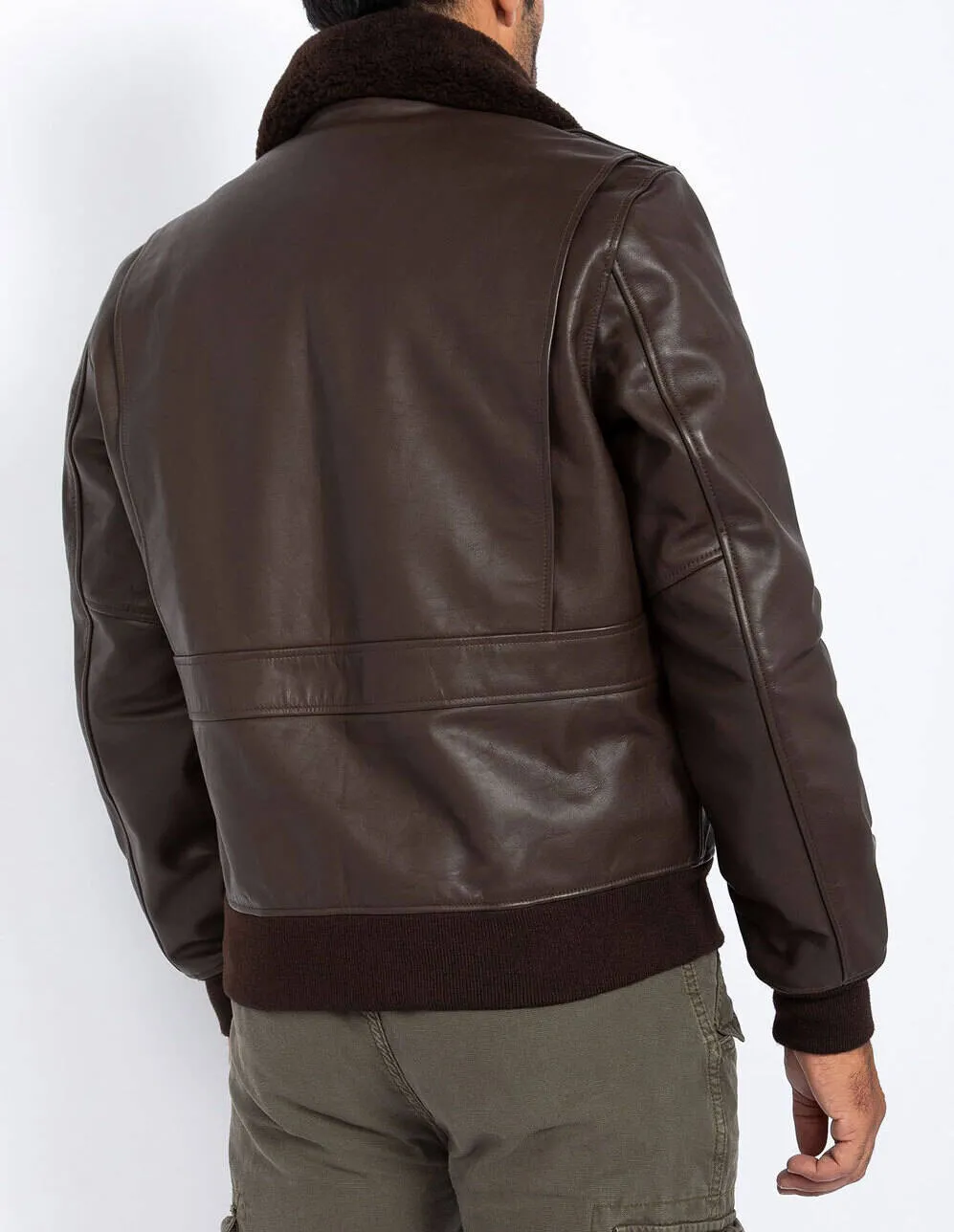 Schott men's brown leather jacket pilot style lc flyw 22