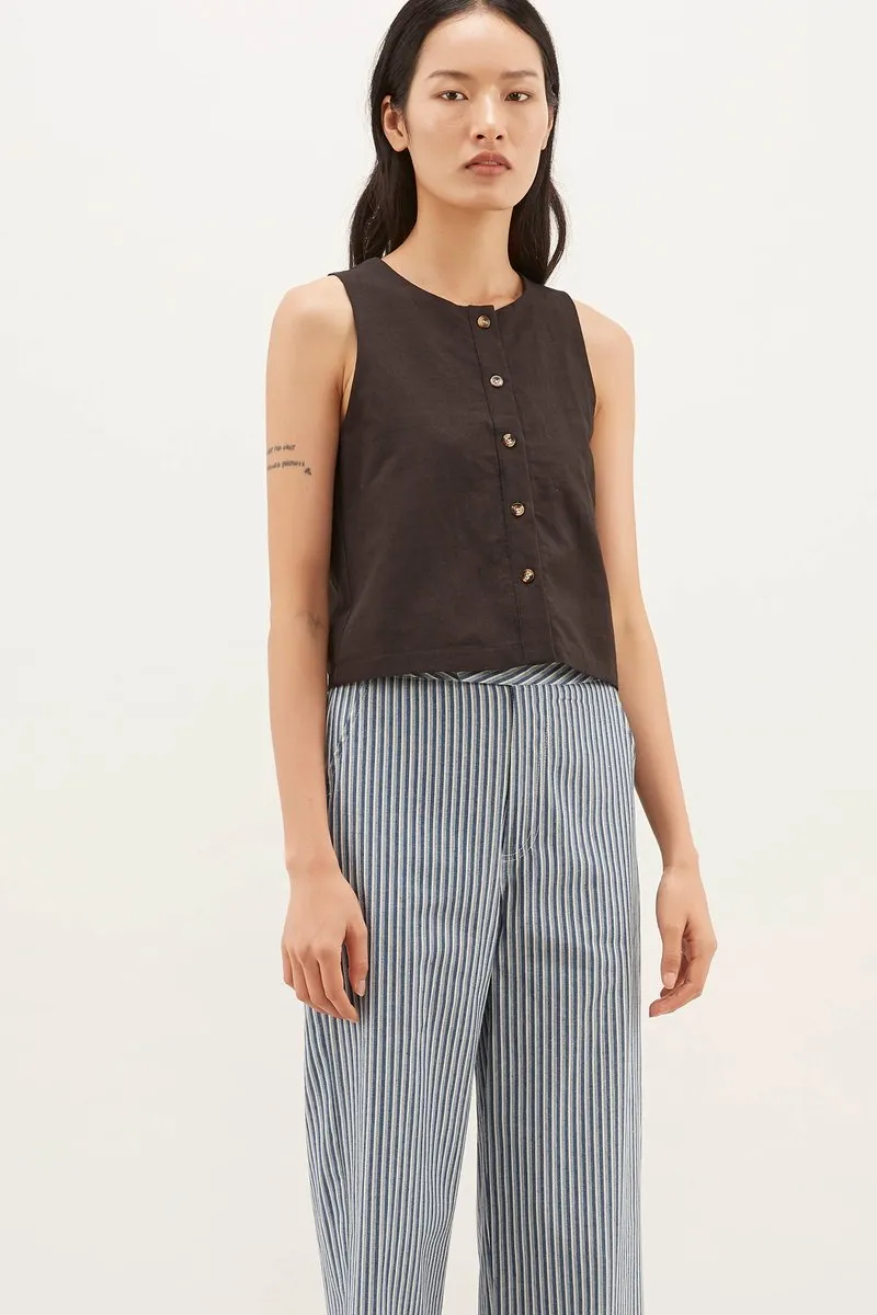 Shiana Button-down Tank Top