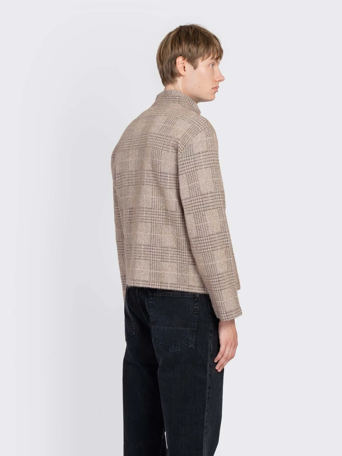 Shrunken Fullzip Polo - Beige Hound Check