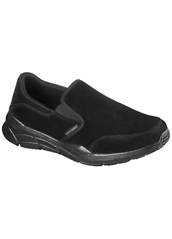 Skechers Black Relaxed Fit Nubuck Slip-On Trainers | Kaleidoscope