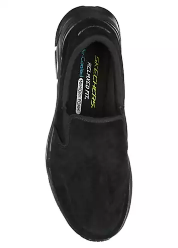 Skechers Black Relaxed Fit Nubuck Slip-On Trainers | Kaleidoscope