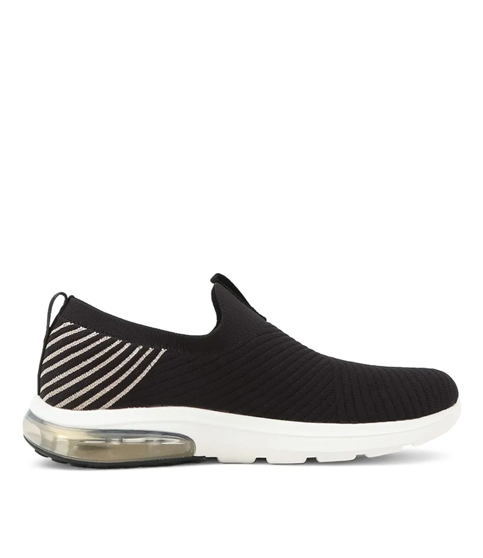 SKECHERS Go Walk Air 2.0 Black Gold Knit Sneakers