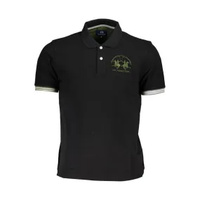 Sleek Black Polo with Subtle Contrasts