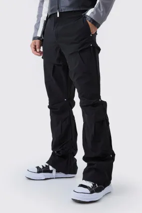 Slim Fit Flare Stacked Trousers With Ruched Detail