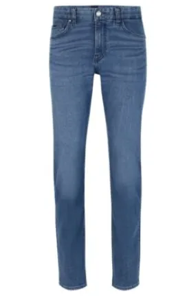 Slim-fit jeans in blue comfort-silk denim