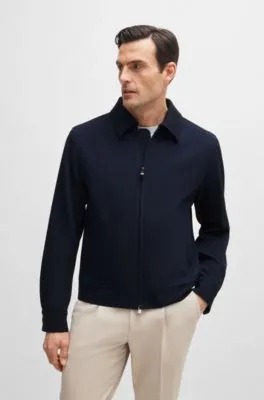 Slim-fit zip-up jacket in stretch virgin wool