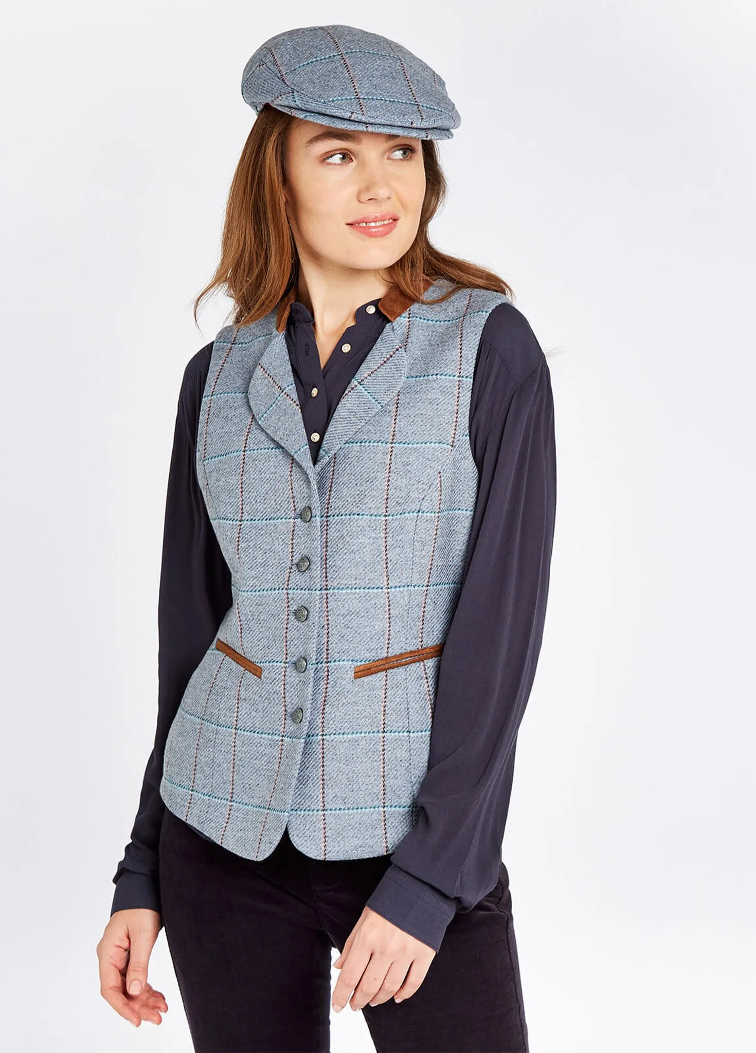 Spindle Tweed Waistcoat - Blue Heather