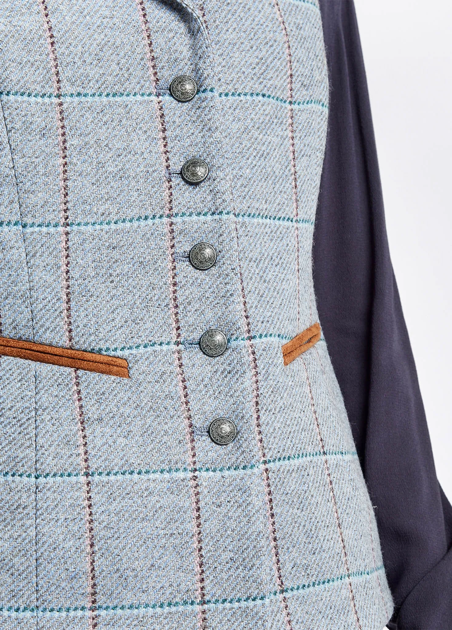 Spindle Tweed Waistcoat - Blue Heather