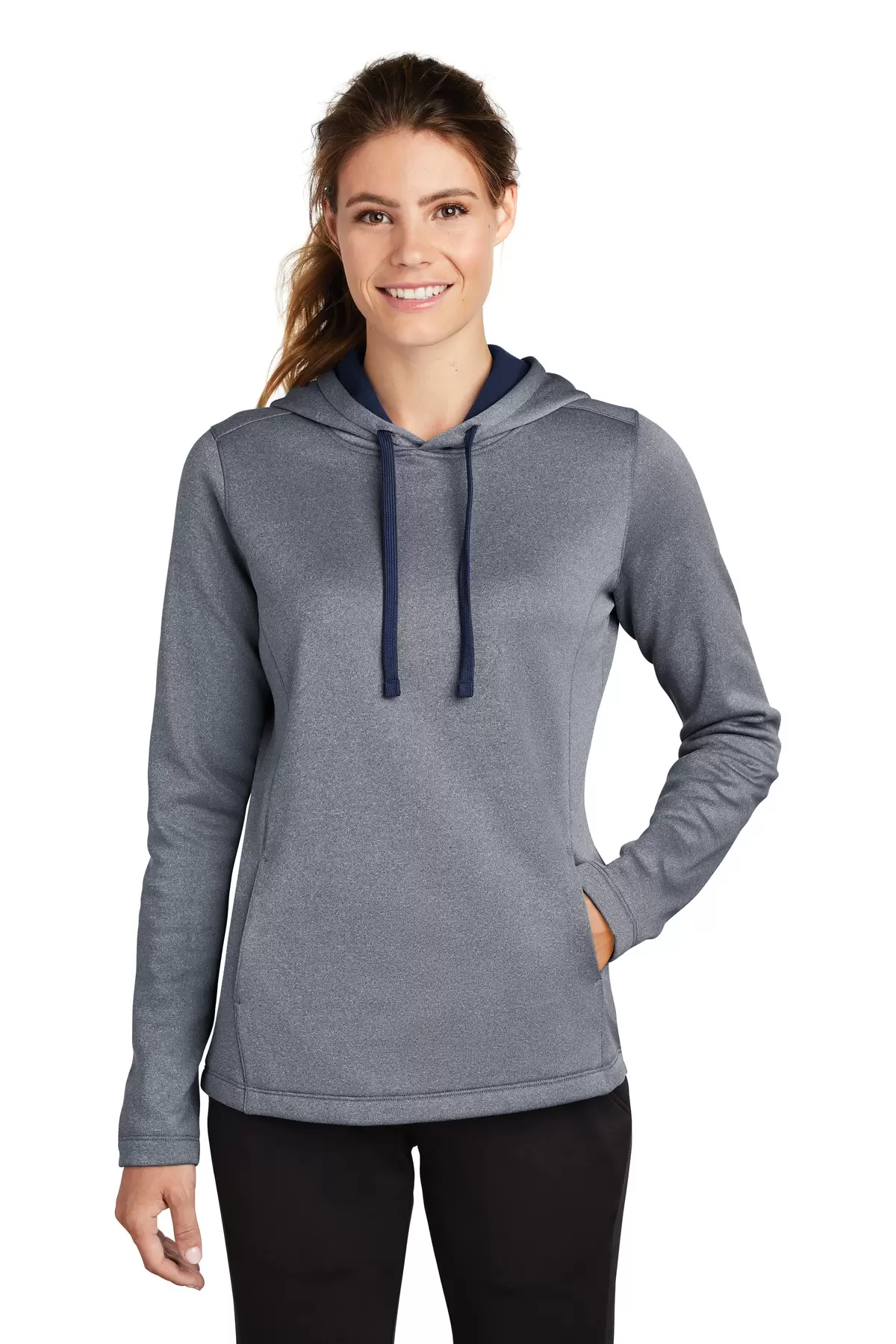 Sport Tek LST264 Sport-Tek  Ladies PosiCharge  Sport-Wick  Heather Fleece Hooded Pullover SKU: LST264