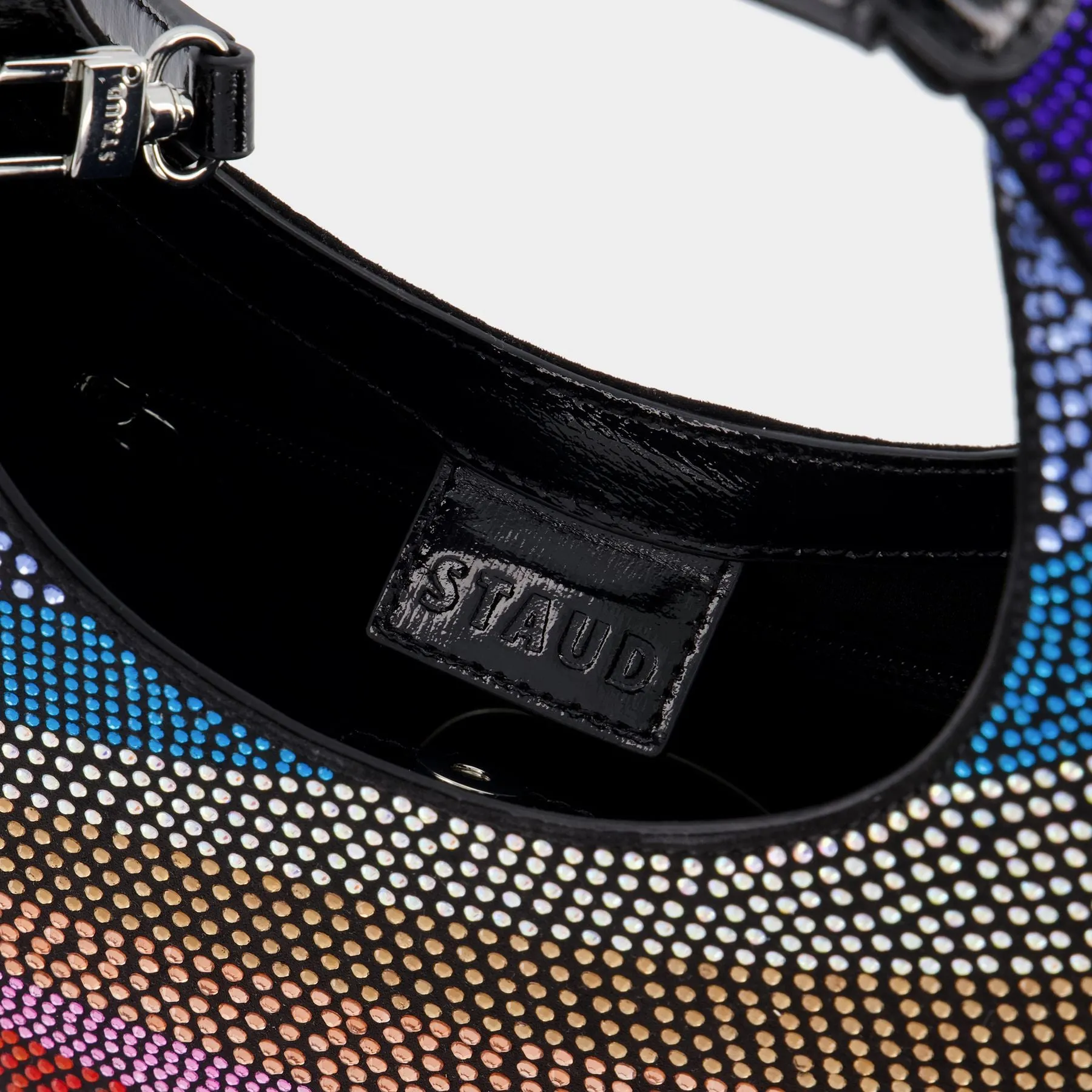 Staud  Mini Moon Crystal  Handbag - Staud - Rainbow/Black - Leather