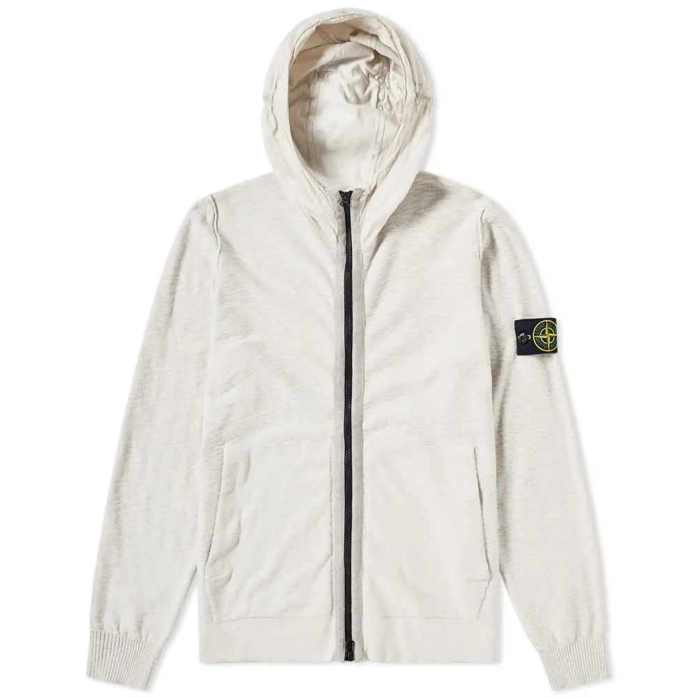 Stone Island Cotton Nylon Rosato Hooded Zip KnitStucco