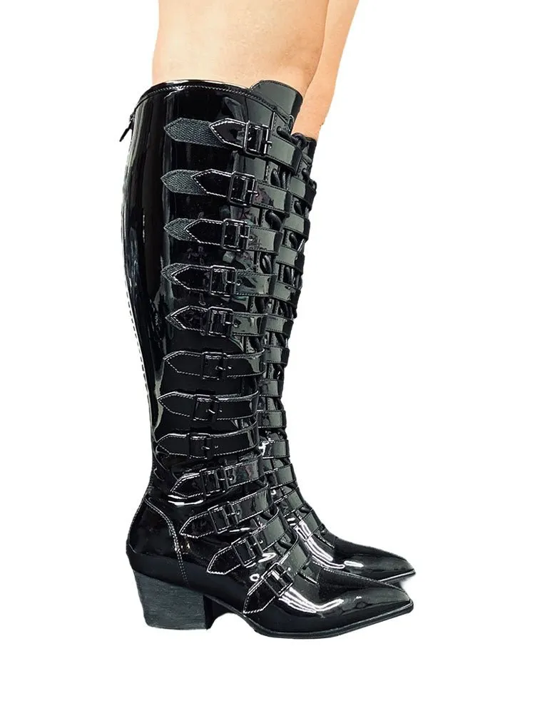 STRANGE CVLT COVEN BOOT MAX - BLACK PATENT