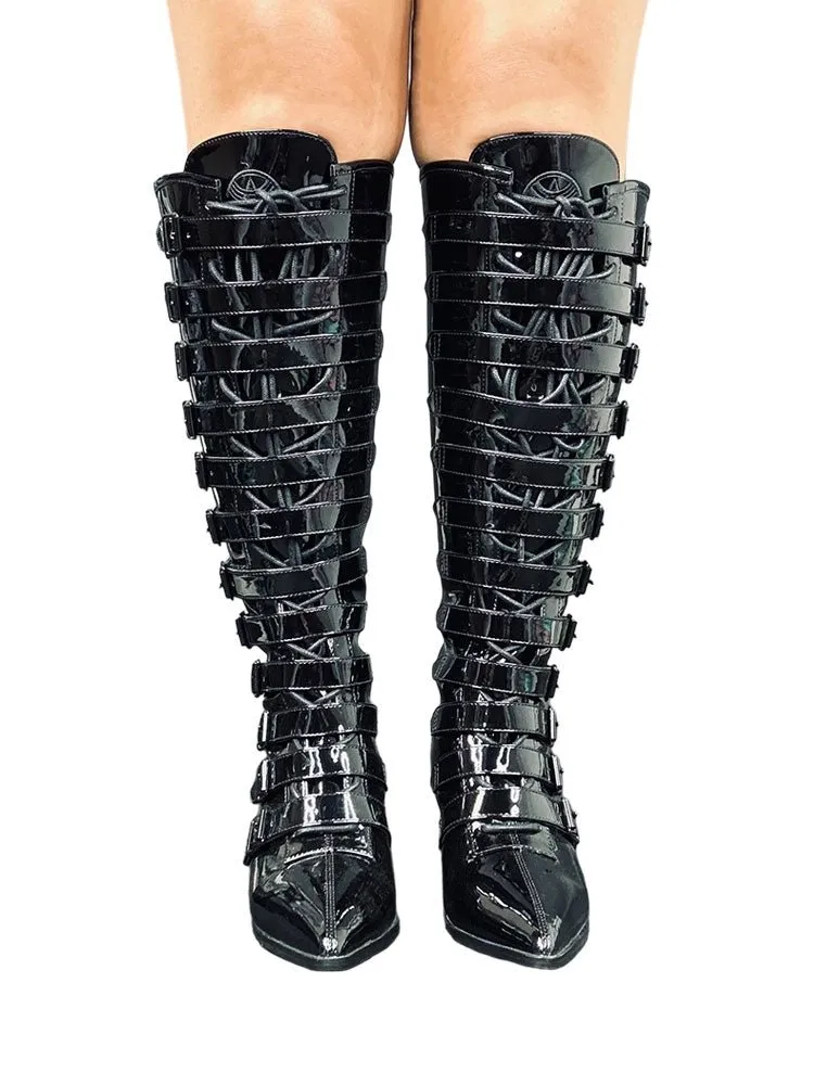 STRANGE CVLT COVEN BOOT MAX - BLACK PATENT