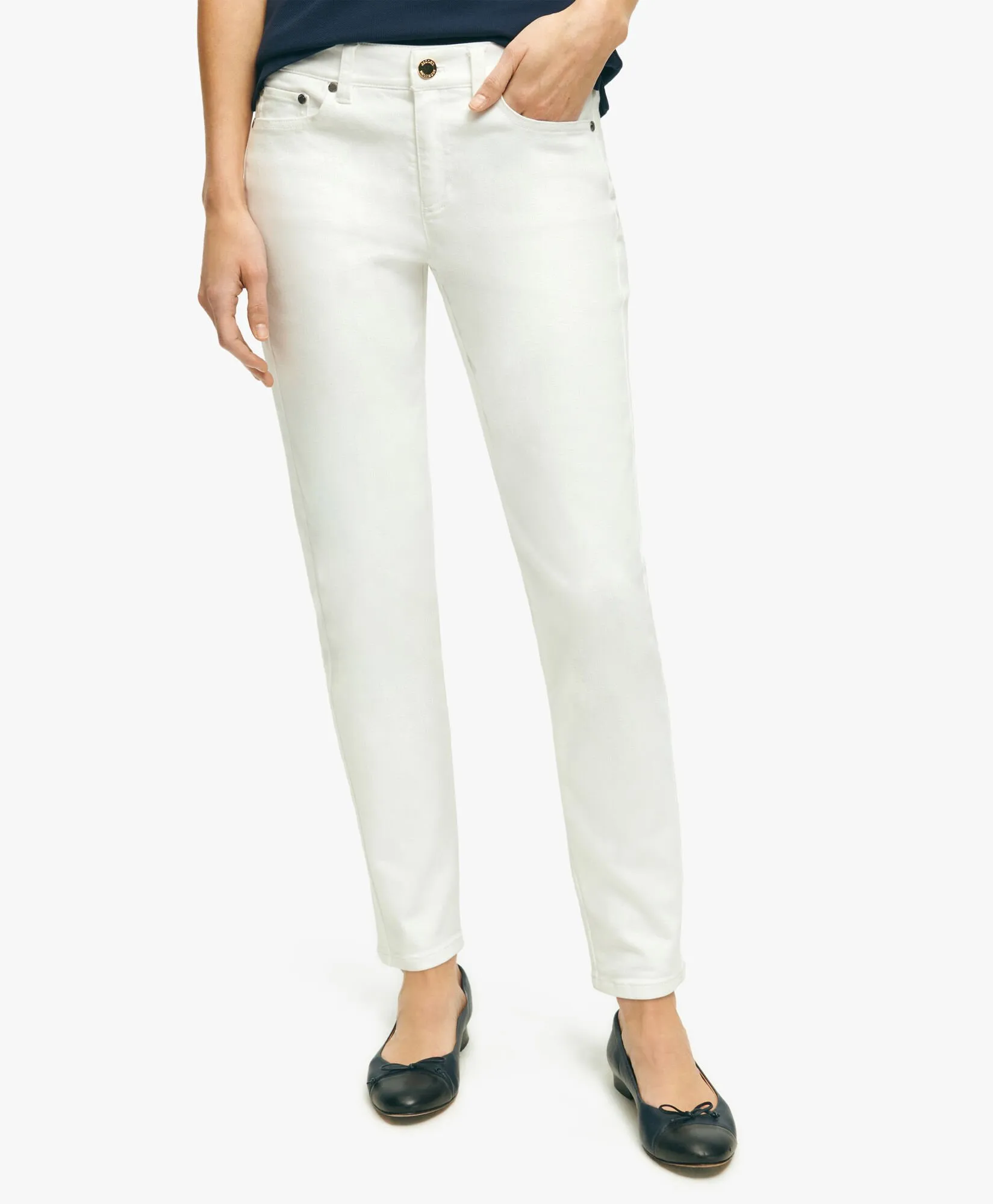 Stretch Cotton Jeans in White for Women | Brooks Brothers® UK