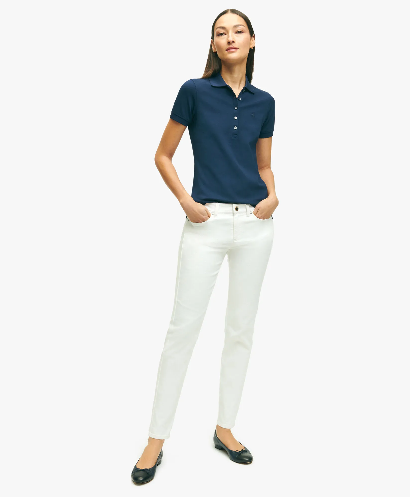 Stretch Cotton Jeans in White for Women | Brooks Brothers® UK