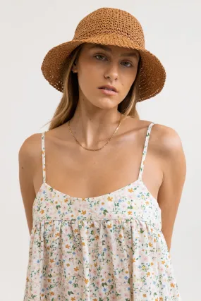 Suns Out Straw Bucket Hat Coffee