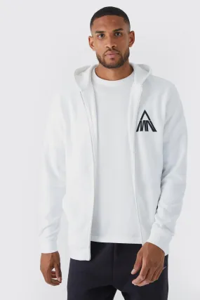 Tall Core Fit Man Branded Zip Through Hoodie | boohooMAN UK