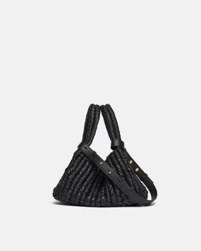 The Busket - Okobor Alt Leather Knit Bucket Bag - Black