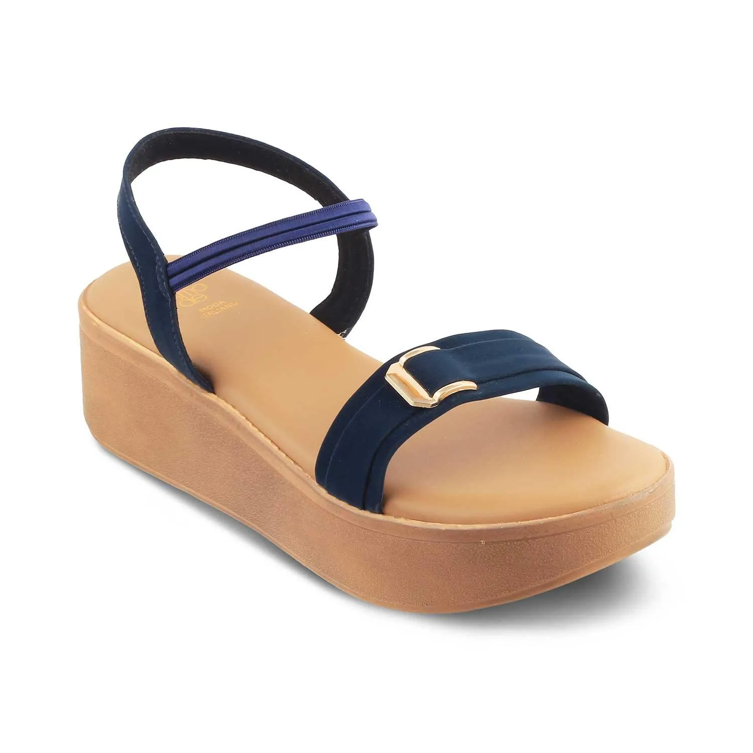 The Caen Blue Women's Platform Wedge Sandals Tresmode