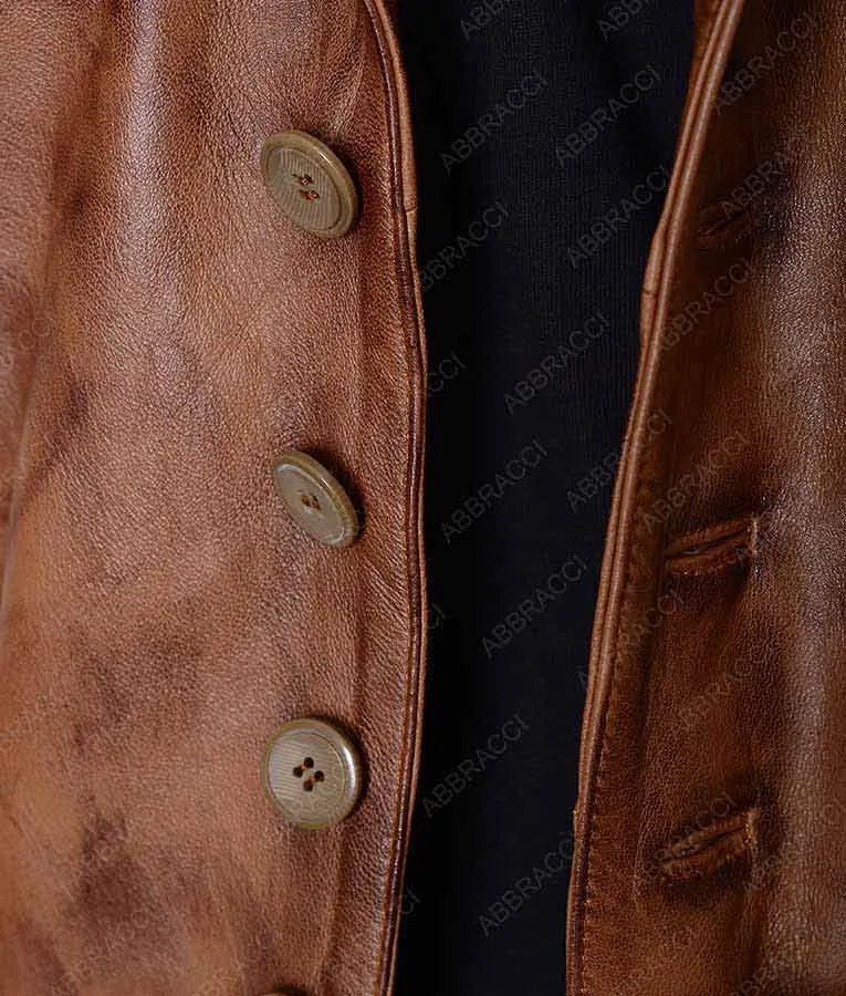 The Cowboys Slimfit Casual Style Distressed Brown Leather Vest